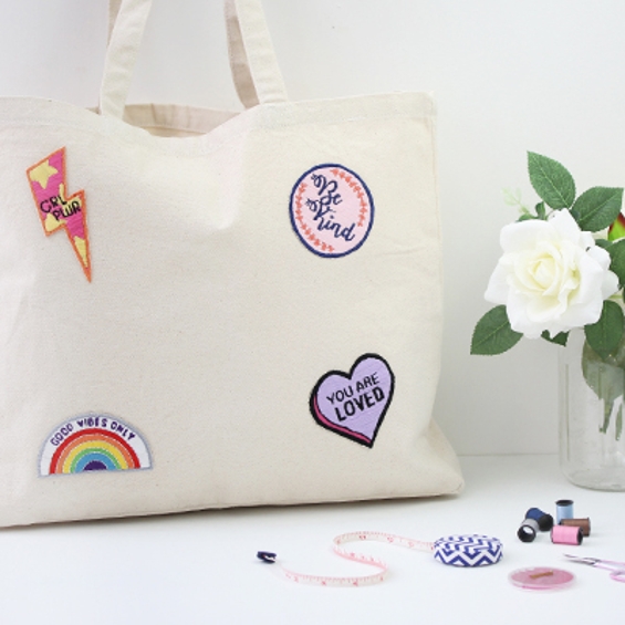 tote bag with patches